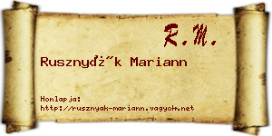 Rusznyák Mariann névjegykártya