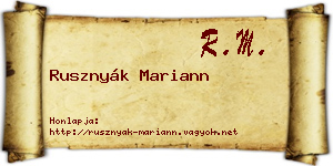 Rusznyák Mariann névjegykártya